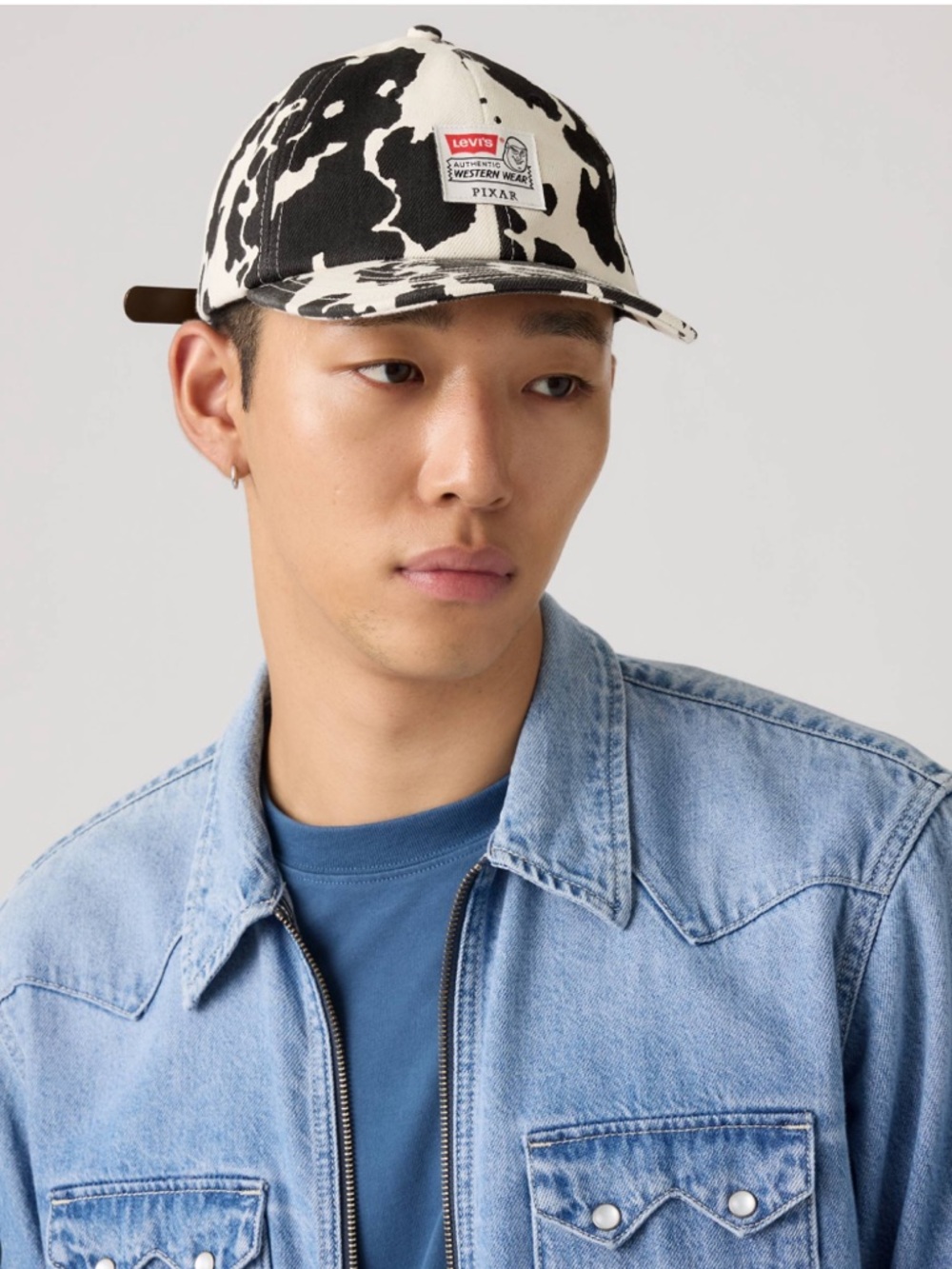 Levi's X Disney Cow Print Baseball Cap - Black & Cream - Picture 3 of 8